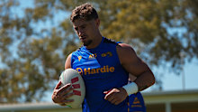 Zac Lomax during pre-season training with the Eels. 