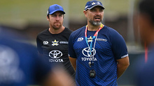 North Queensland Cowboys assistant coach James Maloney with head coach Todd Payten. 