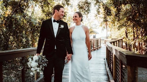 Newlyweds Ash Barty and  Garry Kissick both shared this Nic Morley photograph from their wedding day