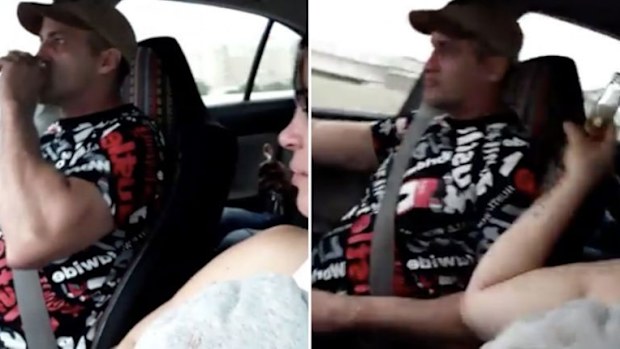 Camilo Morejon, 47, appears to drink a beer just moments before a fatal crash. 