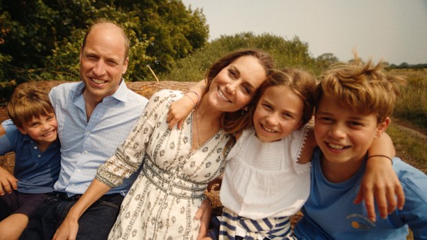 Catherine, The Princess of Wales, Prince William, Prince George, Princess Charlotte and Prince Louis, seen in a new video filmed in Norfolk in August 2024, in which the princess says she has finished chemotherapy.