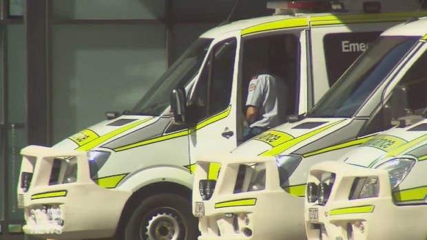 Ambulances line up at a hospital in Queensland.