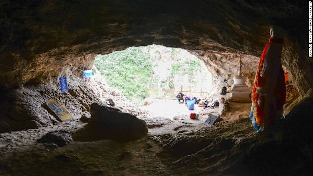 The entrance to the Baishiya Karst Cave.