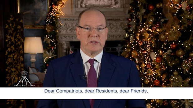 Prince Albert of Monaco gives annual New Year's speech without Princess Charlene.