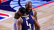 LeBron James in action during the NBA All-Star game.