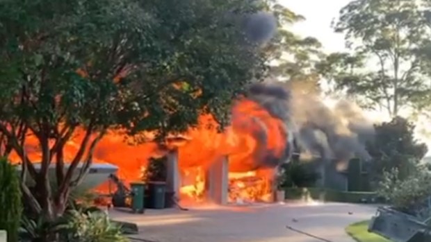 A house is on fire on the NSW Central Coast, north of Sydney.