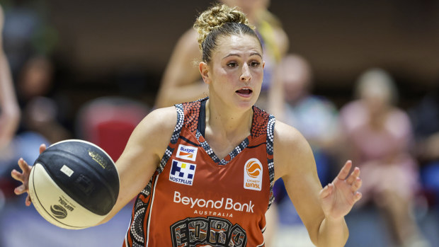 Tiana Mangakahia of the Flames drives to the basket during the round 14 WNBL match between Sydney Flames and Melbourne Boomers at Quay Centre, on February 19, 2023, in Sydney, Australia. (Photo by Jenny Evans/Getty Images)