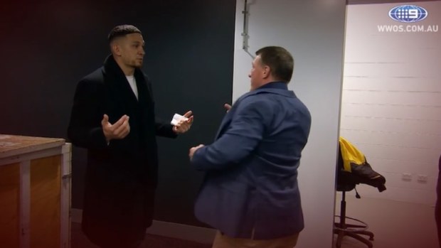 Sonny Bill Williams and Paul Gallen in a heated exchange.