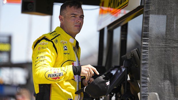 Scott McLaughlin prepares to practice for the Indianapolis 500.