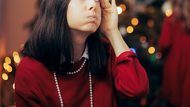 Stressed parent at Christmas