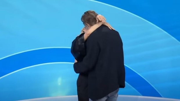 Pamela Anderson and Liam Neeson stage a kiss on the US Today Show