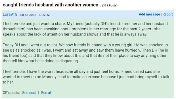 The woman has shared her dilemma on Mumsnet.