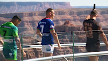 NRL stars on the Grand Canyon Skywalk.