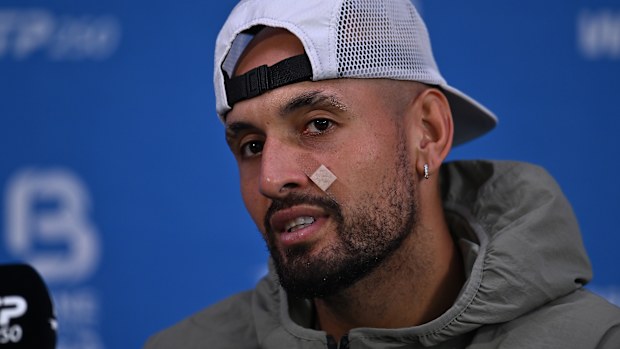 Tennis news 2026: Nick Kyrgios knocked out of Brisbane International first  round, straight sets loss vs Aleksander Kovacevic, injury update,  'delusional' comments
