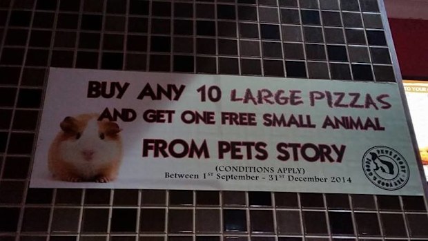 The sign in the Pizza Hut Mount Waverley store 