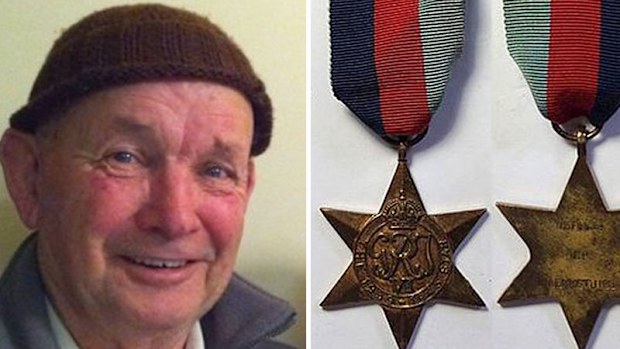 Some of several war medals stolen from WWII veteran Kenneth Handford's (left) home in Springbank, near Ballarat. (AAP)