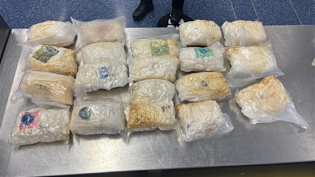 Nearly 40 kilograms of meth was allegedly found in the woman's suitcases.