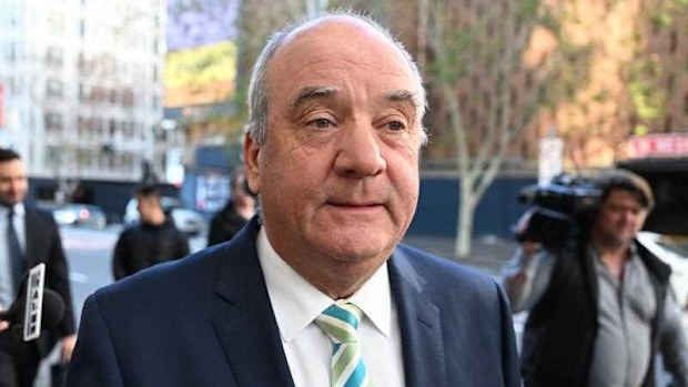 Daryl Maguire leaves the John Maddison Tower Courts in Sydney, Friday, June 20, 2025. (AAP Image/Dean Lewins)