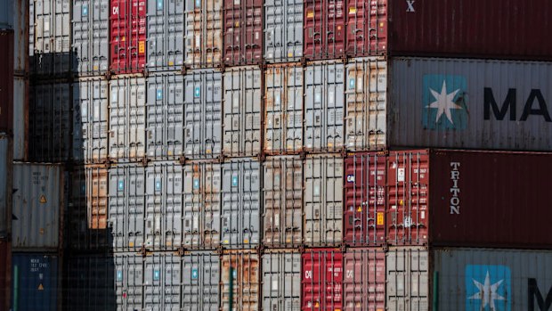 A stack of shipping containers