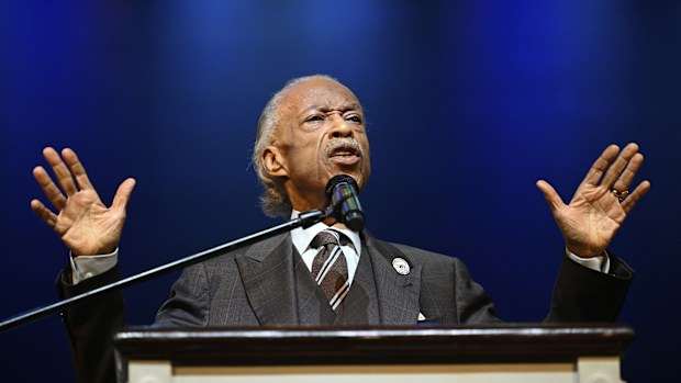 Rev. Al Sharpton delivers a sermon at Howard University's Cramton Auditorium.