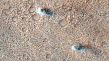 The ExoMars Trace Gas Orbiter captured three mini tornadoes tracking across the surface of Mars in 2021. (European Space Agency)