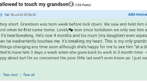 Grandmother talks about baby on Mumsnet