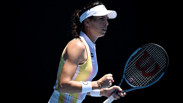 Ajla Tomljanovic of Australia celebrates.