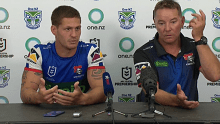 Kalyn Ponga and Knights coach Adam O'Brien speak to the media after the match.