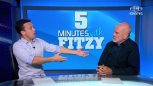 Nine Wide World of Sports presenter James Bracey makes his point on 'WAGs' to Peter FitzSimons.