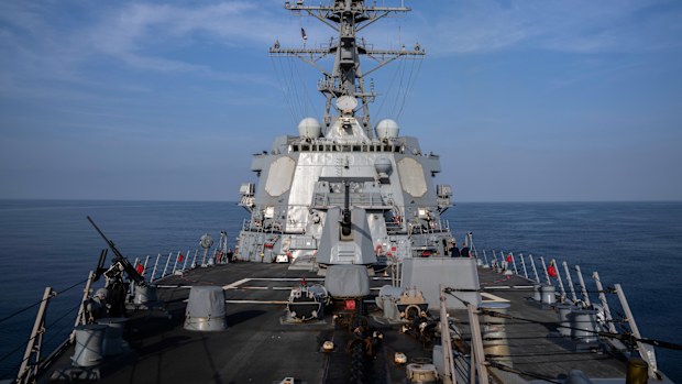 FILE - View of the U.S.S. Gravely (DDG 107) destroyer, Feb. 13, 2024. (AP Photo/Bernat Armangue, File)