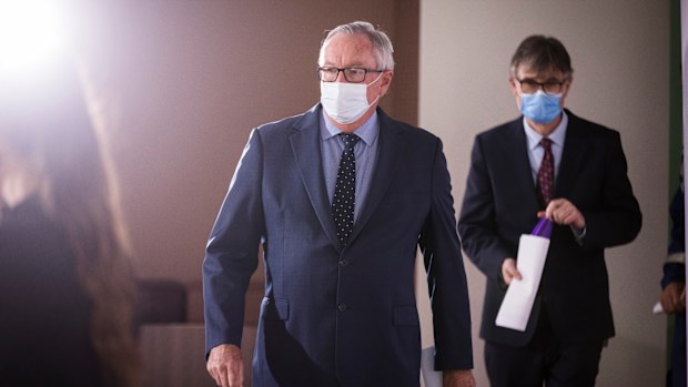 Health Minister Brad Hazzard, NSW Health's Dr Jeremy McAnulty.