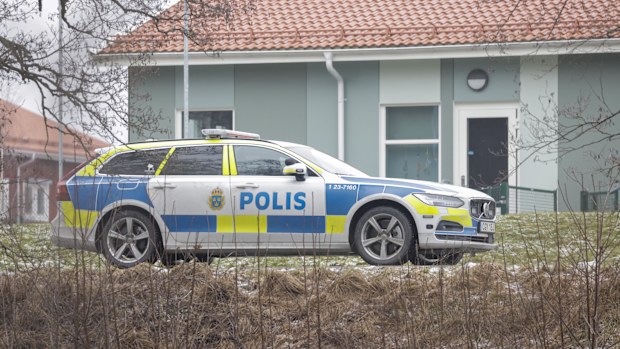Police at the scene of an incident at Risbergska School, in Örebro, Sweden.