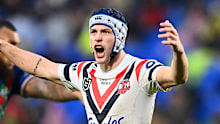Roosters half Luke Keary celebrates his side's win.