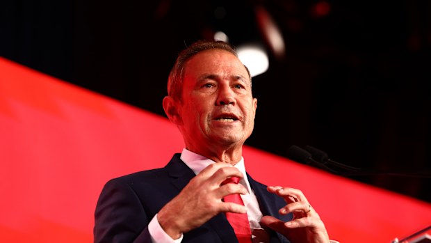 WA Premier Roger Cook at West Australian Labor's campaign launch in Perth.  Feb 23, 2025. 