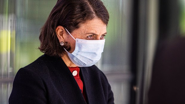 NSW Premier Gladys Berejiklian looks on during a COVID-19 update press conference.