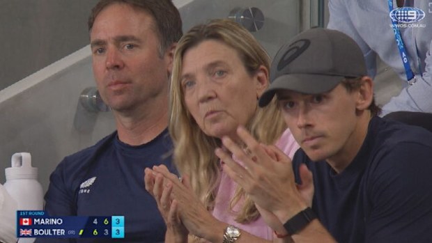 Alex de Minaur watches on as Katie Boulter competes.