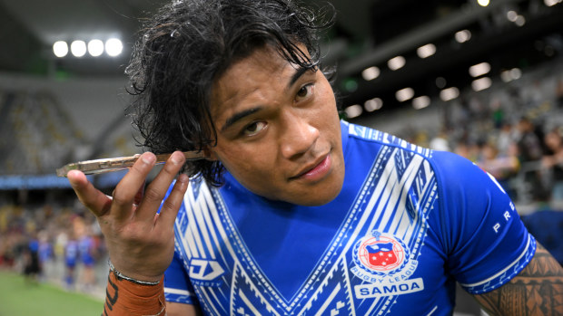 Brian To'o after the Pacific Championship clash between Samoa and Australia.