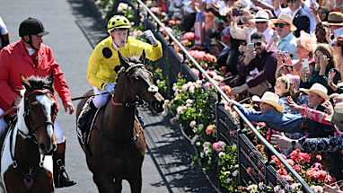 Spectators strain for pic of champion
