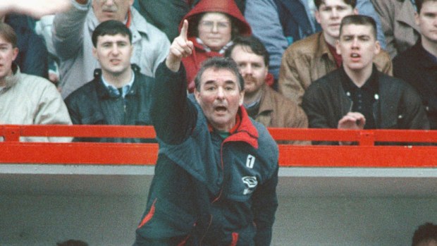 Nottingham Forest mananger Brian Clough makes a point.