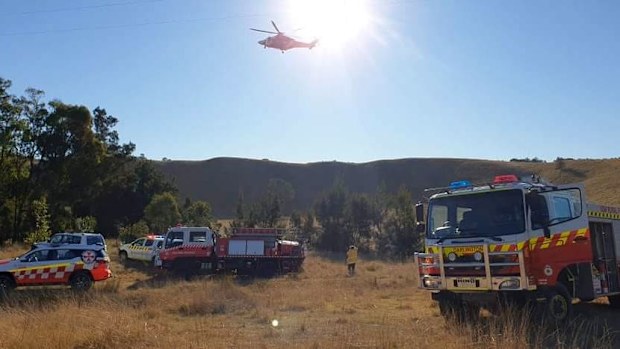 Emergency crews at the scene of the fatal aircraft crash.