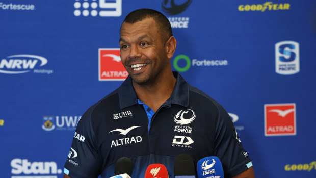 Kurtley Beale addresses the media during a Western Force Super Rugby media opportunity.