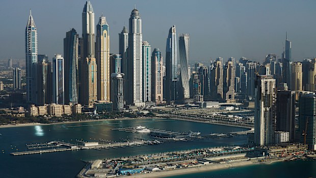 Dubai Marina- minus any rain.