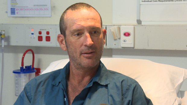 A Darwin man is recovering in hospital after being bitten by a shark while fishing with friends. 
