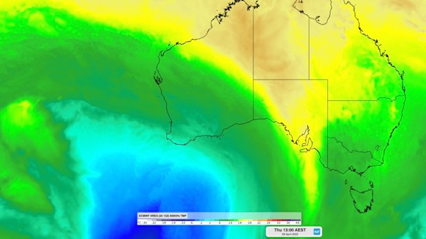 The first cold front will move through the southwest of WA. It will be followed by another two fronts on Wednesday and Thursday.