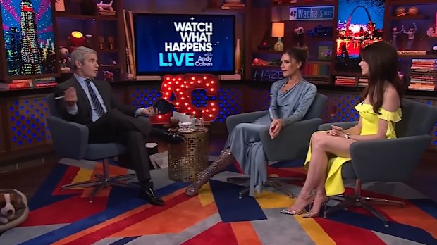 Victoria Beckham appeared on Watch What Happens Live with Andy Cohen alongside Anne Hathaway