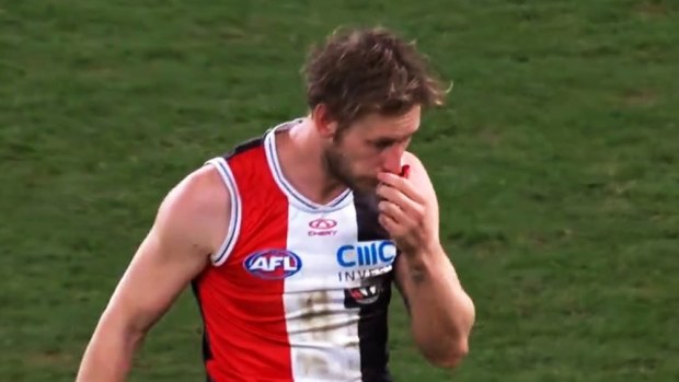 Webster was left with a bloody nose after his hit from Heeney.