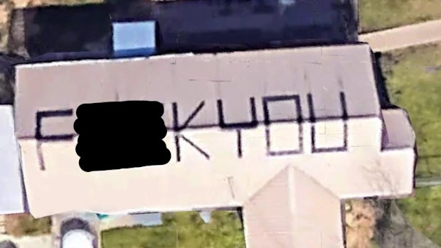 A homeowner has left an explicit message for Google Maps on their roof.