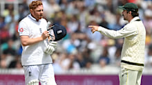Travis Head speaks to Jonny Bairstow at Lord's. 