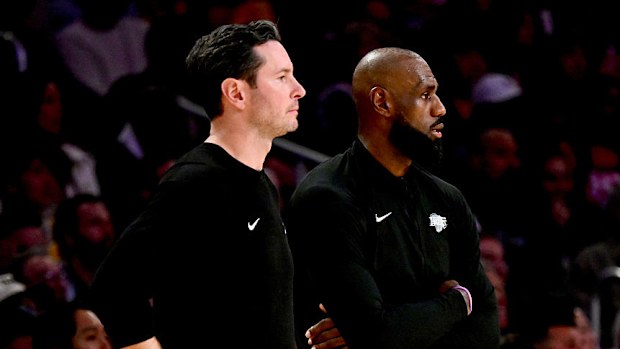 LA Lakers head coach JJ Redick and LeBron James.