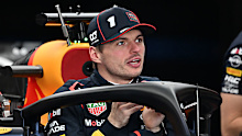 Max Verstappen of Oracle Red Bull Racing looks on in the garage at the Canadian Grand Prix.